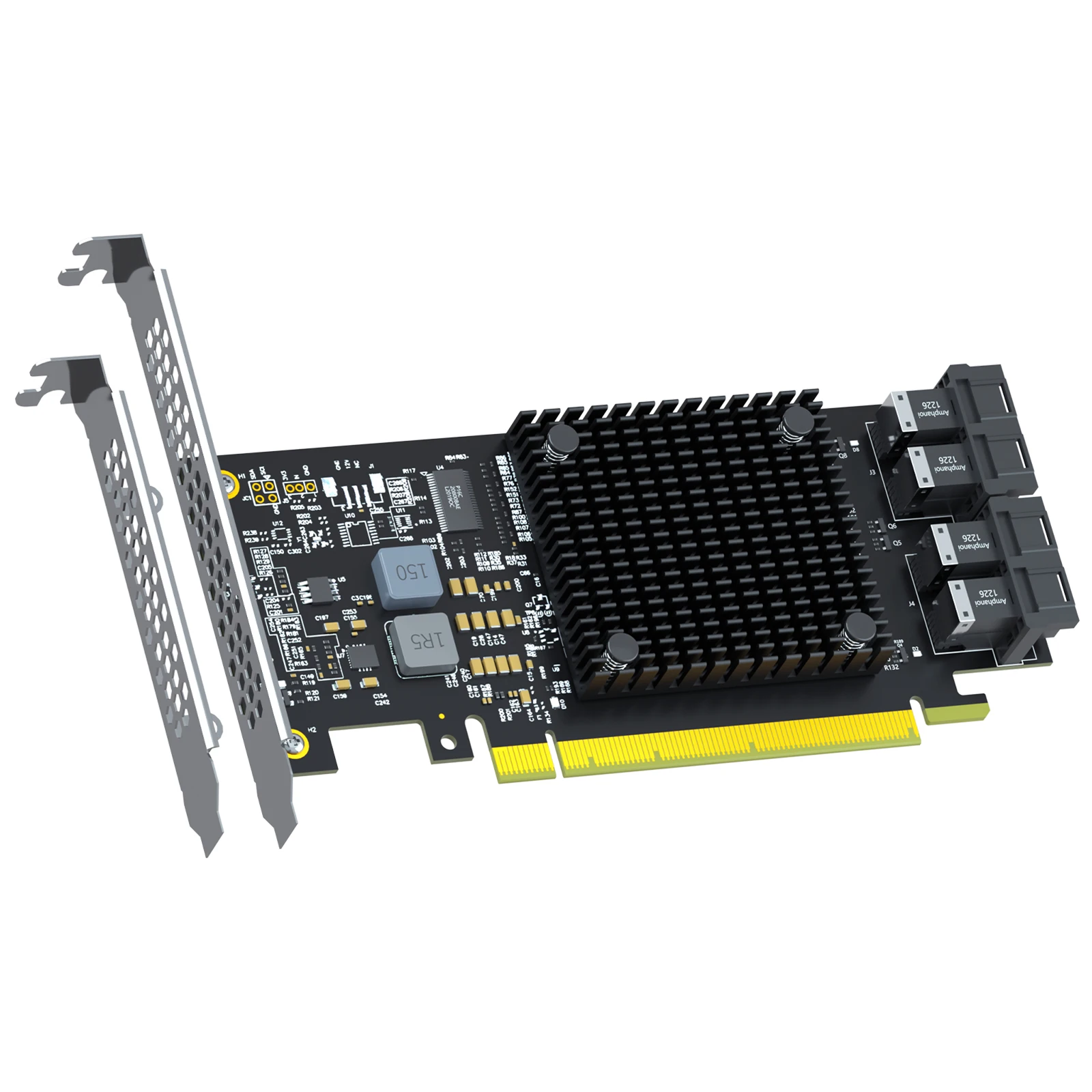 

4-Port SFF-8643 to PCIE 3.0 X16 Adapter Card with PEX8747 Controller for High-Density U.2/U.3/M.2 NVMe RAID Storage Solution