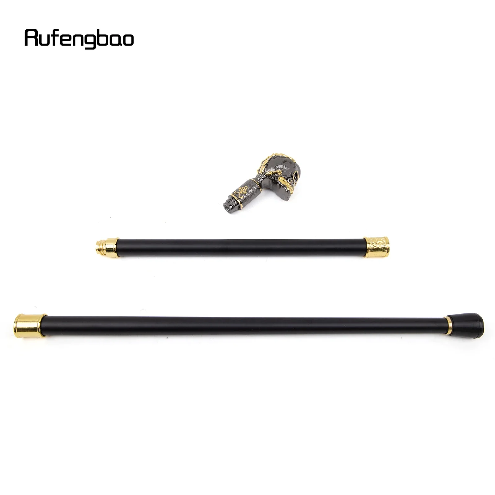 عصا مشي برأس جمجمة ستيم بانك للرجال ، مقبض تاج فاخر ، ذهبي وأسود ، سن كبير ، عصا مشي أنيقة ، 90 *