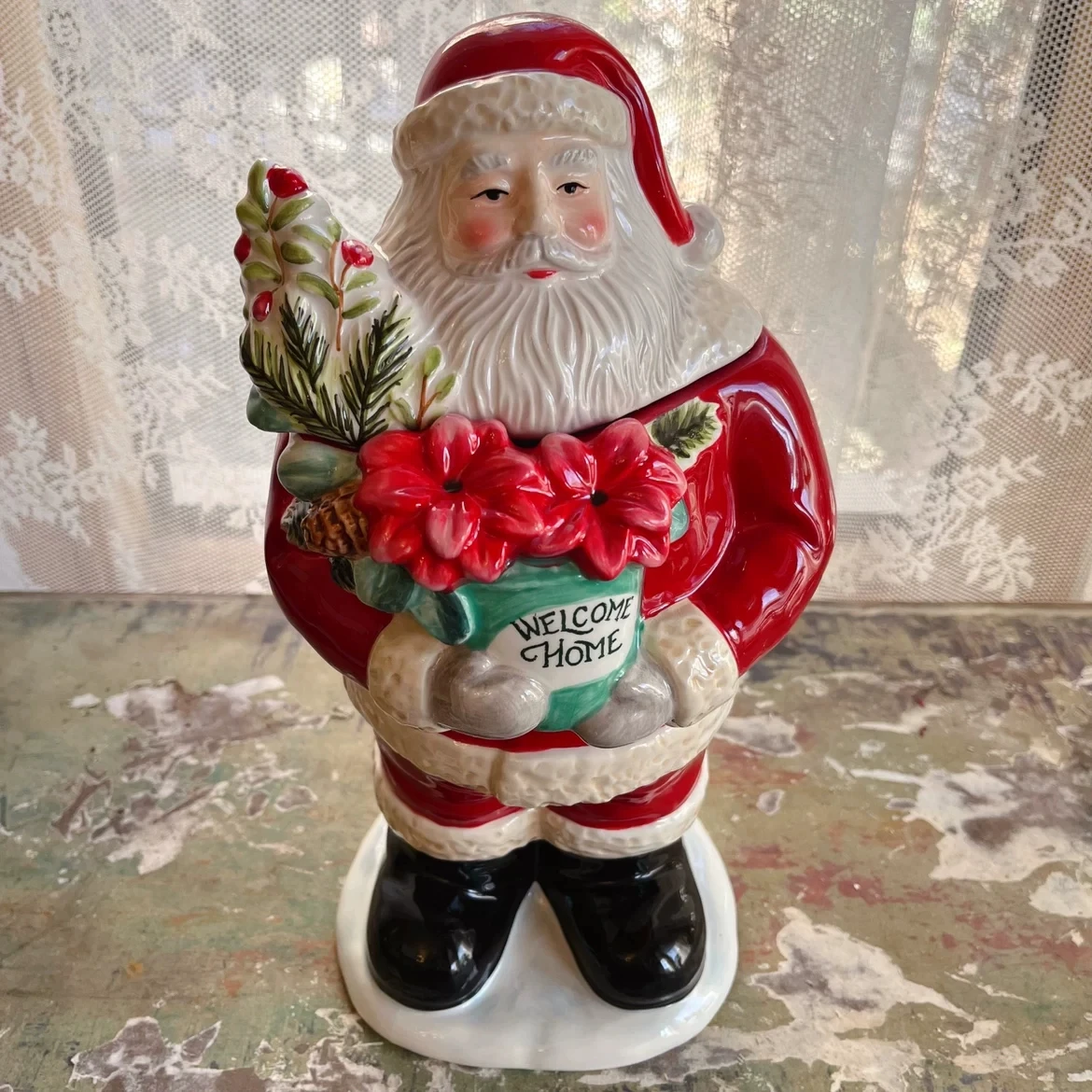 Christmas Gift Vintage Santa Claus Cookie Jar Candies Holiday Decoration Festive Ornament Ceramic Tableware