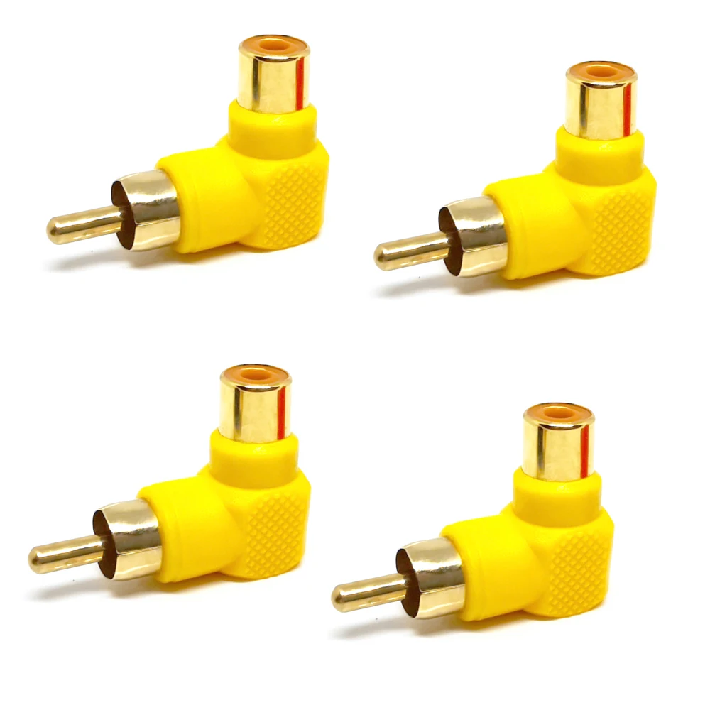 4pcs RCA right angle connector plug adapters male to female 90 degree elbow