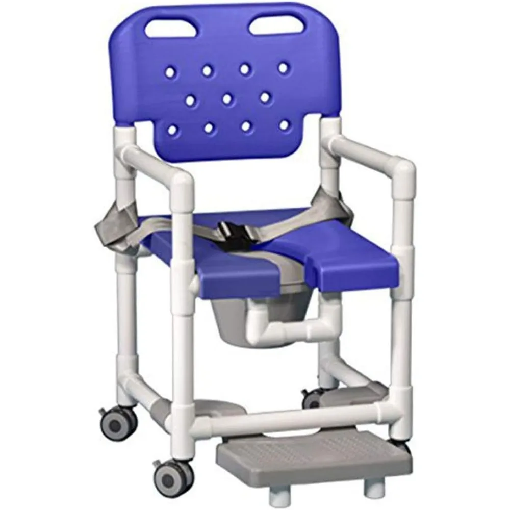 Cômoda Elite para cadeira de banho com apoio para os pés e cinto de segurança para uso existente de banheiro, cabeceira e no sho