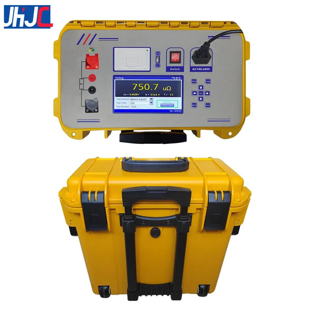 Portable 600A Large Current Loop Resistance Tester Contact Resistance Micro Ohmmeter Circuit Breaker Meter Test Equipment