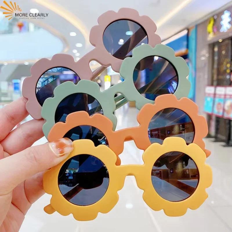 Cute Cartoon Bear Cat Rainbow Sunglasses Children Sunflower Round Sunglasses Boys Girls UV Protection Classic KidSummer Eyewear