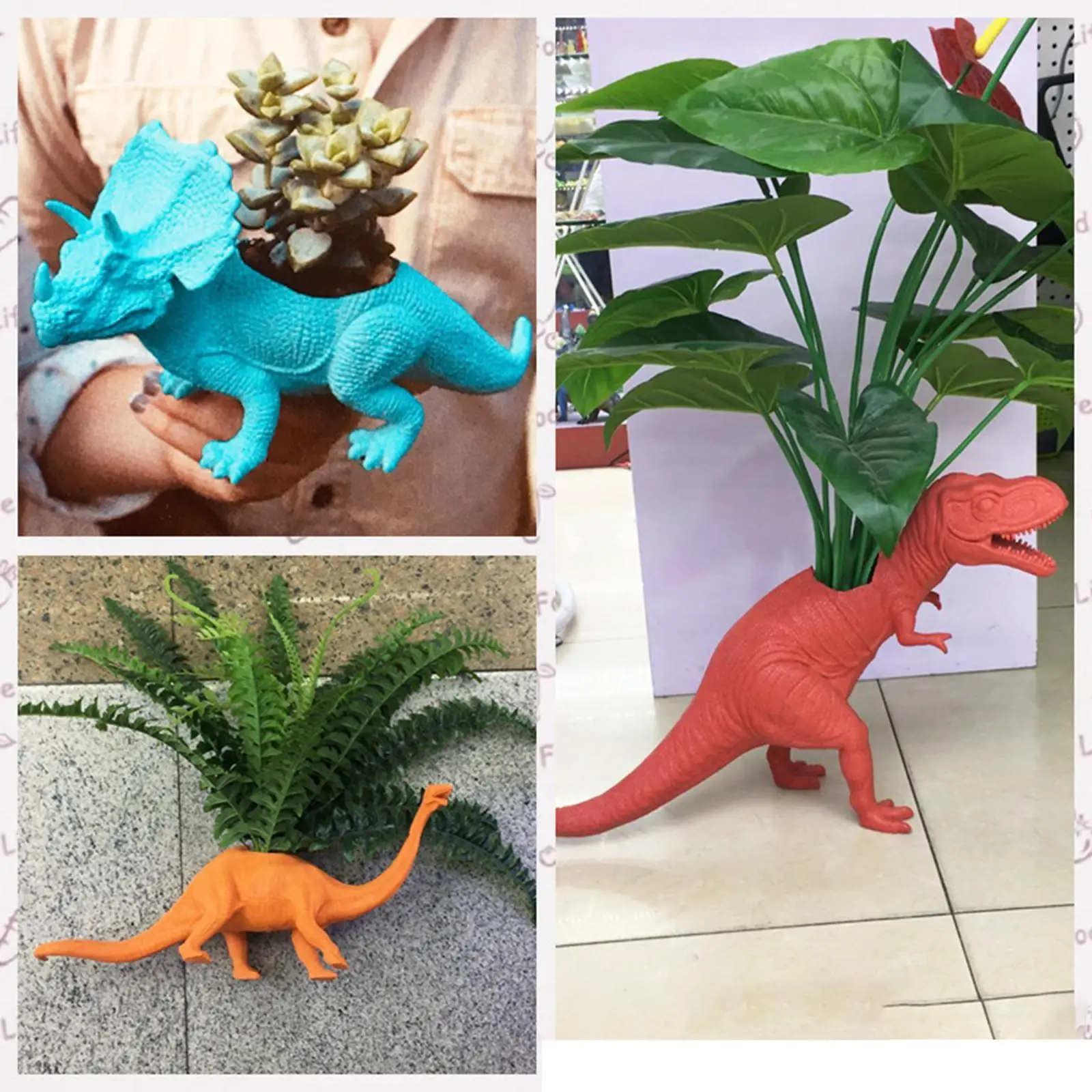 Cute Dinosaur Triceratops Succulent Planter with Drainage Hole for Indoor Outdoor Desk Garden Decor Gift