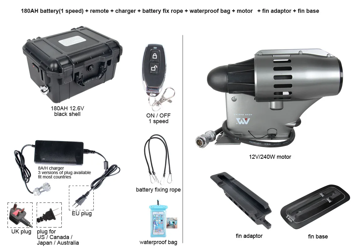 アクアマリーナbluedrive電源フィン12vバッテリー電気フィンスタンド