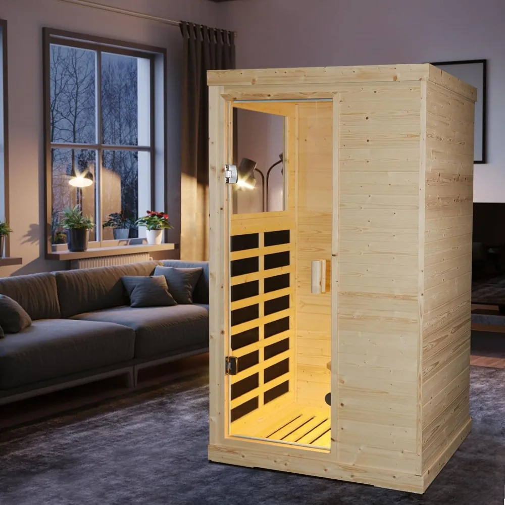

MLG Far Infrared Wooden Sauna Room Home Saunas Spa Dry Saunas Single Person Spa Finland Spruce Wood fit for 7ft Person