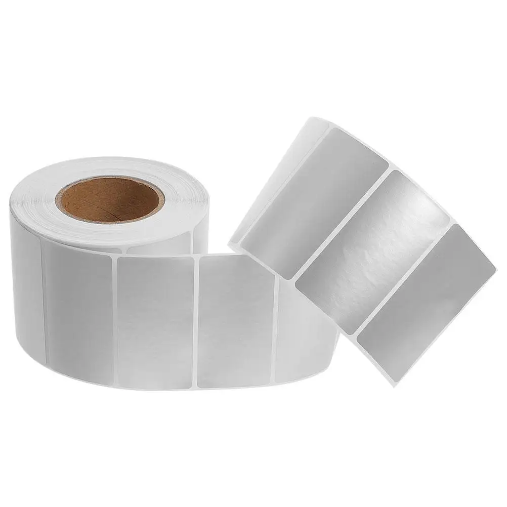 1000 Pcs Stickers Barcode Printing Paper Labels Blank Printer Silver Address Labeling