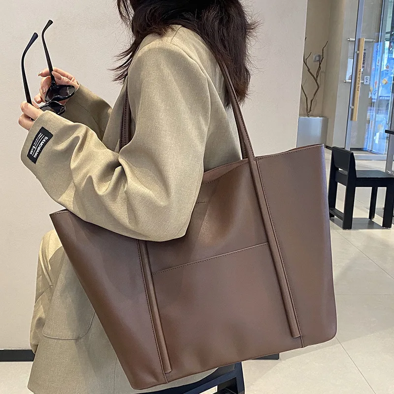 

Сумка-тоут из натуральной кожи, вместительная сумка через плечо для поездок на работу, премиальная сумка из воловьей кожи для женщин