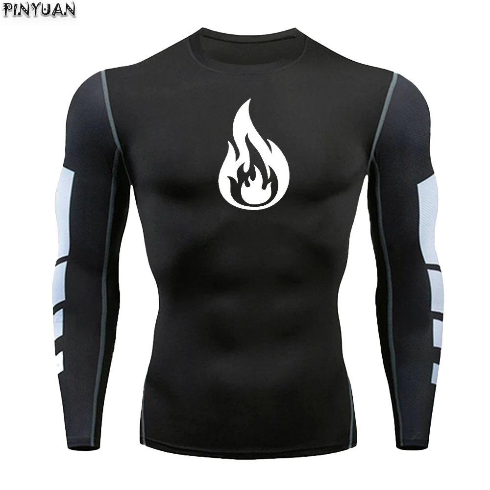 

Flame--Sports training, fitness, quick drying, breathable, super elastic men's long sleeved T-shirt