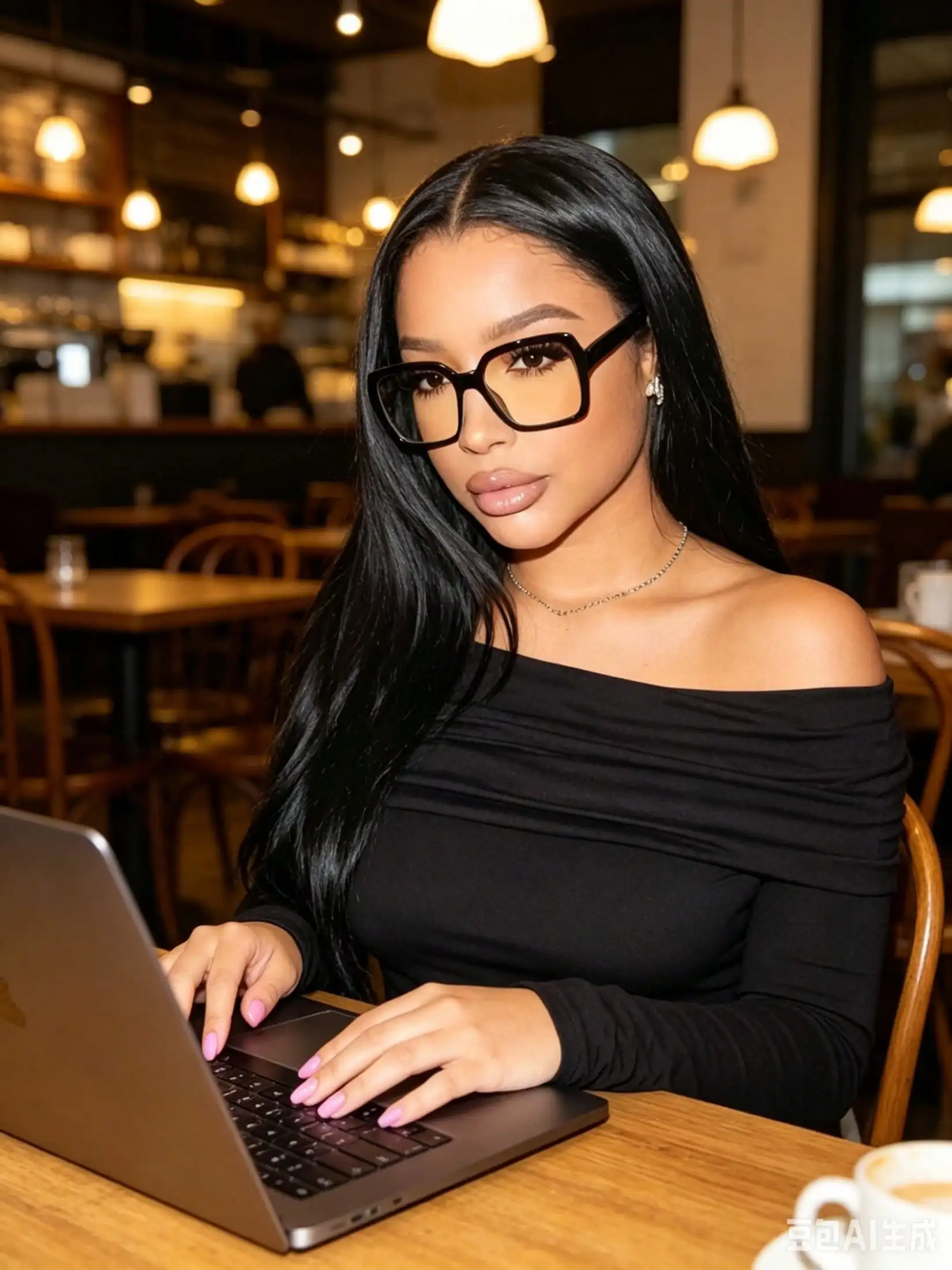 The Lady's Black Square Minimalist Glasses Have A Retro Style. With Transparent Lenses, They Offer Sun Protection. They Are Perfect For School And Daily Wear, And Are A Fashionable And Practical Accessory. It's The Best Choice As A Gift. - Image 2