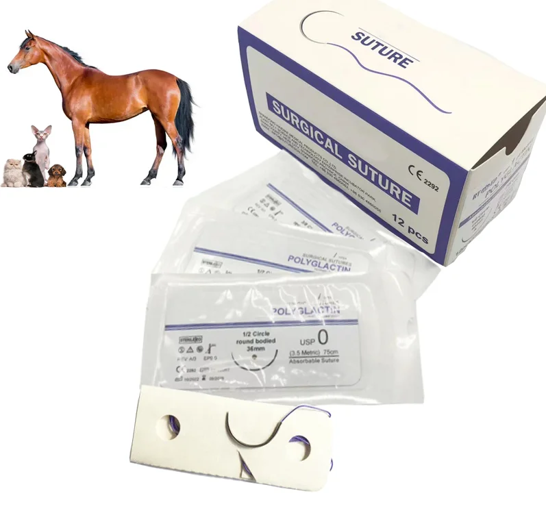 90cm 2-0 3-0 4-0 pet vet veterinary absorbable surgical sutures POLYGLACTIN PGA surgical sutures