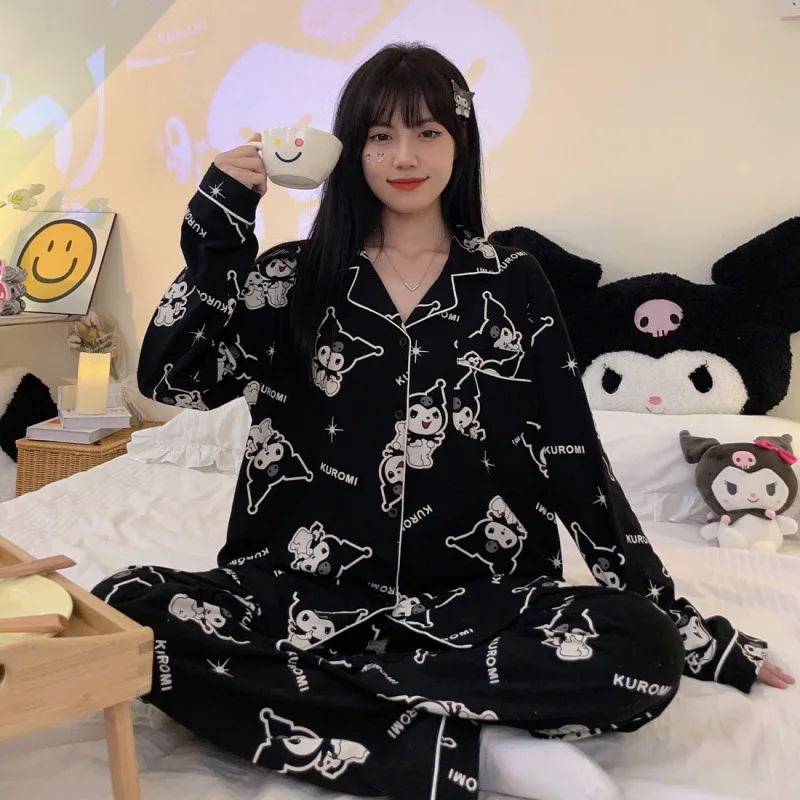 Sanrio Kulomi autumn new pajamas women's long-sleeved suit cartoon animation Hanton can wear cute loungewear