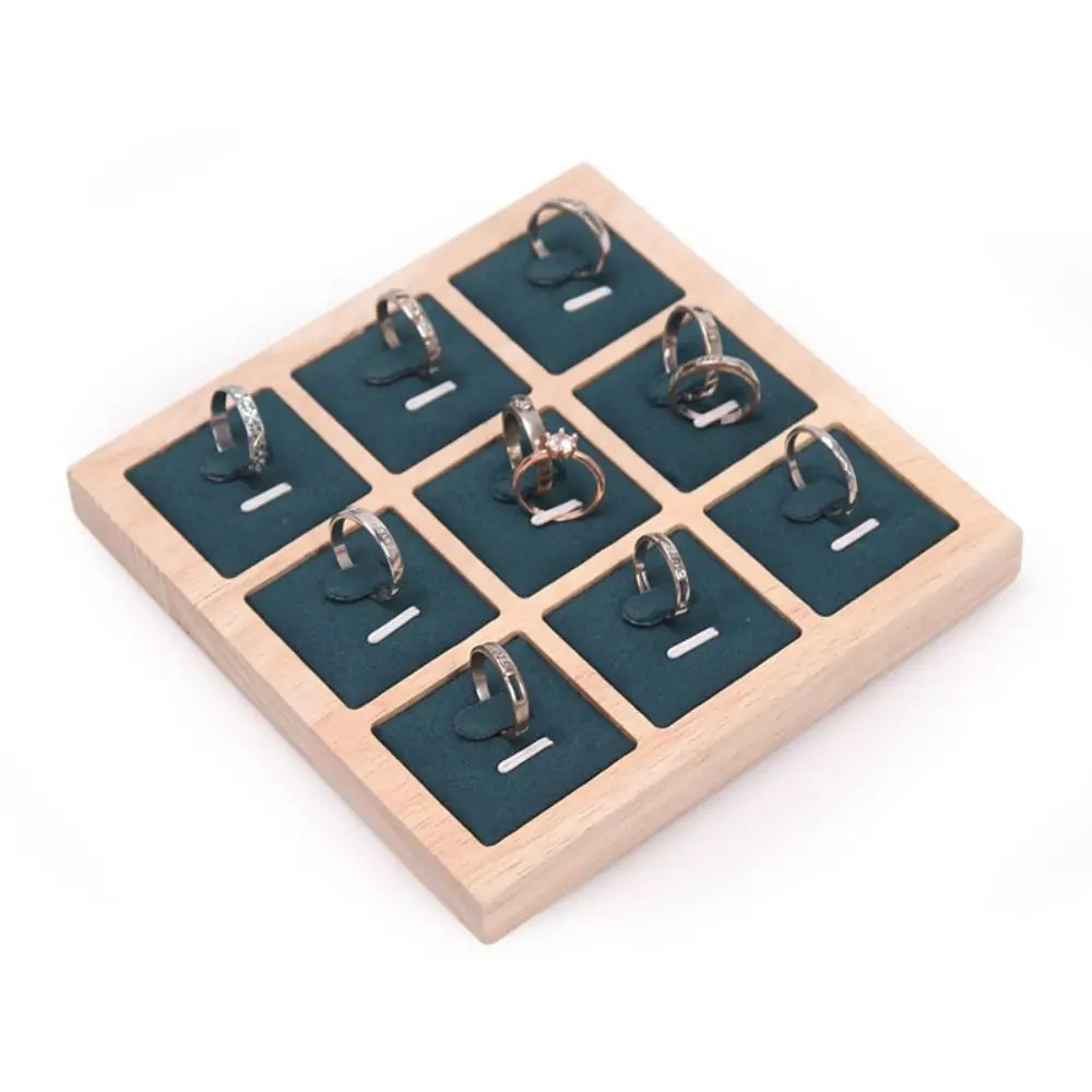 

9 Grids Wooden Jewelry Show Props Ring Holder Case Ring Display Rack Earrings Rings Organizer Jewelry Display