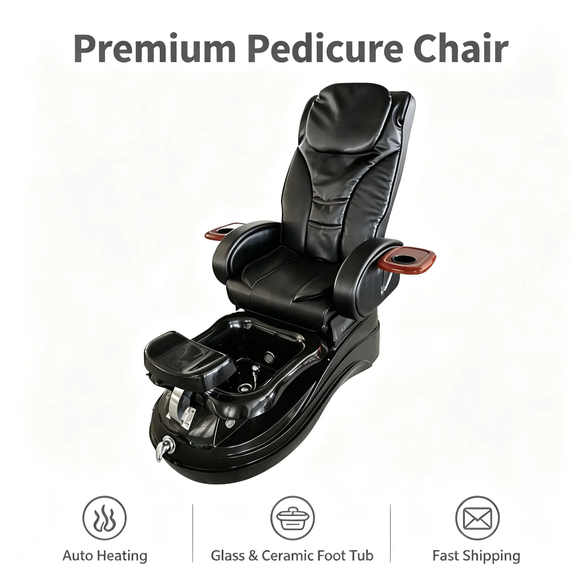 Curved Base Electric Pedicure Chair Heated Foot Spa Massage Tub Salon Spa Chair