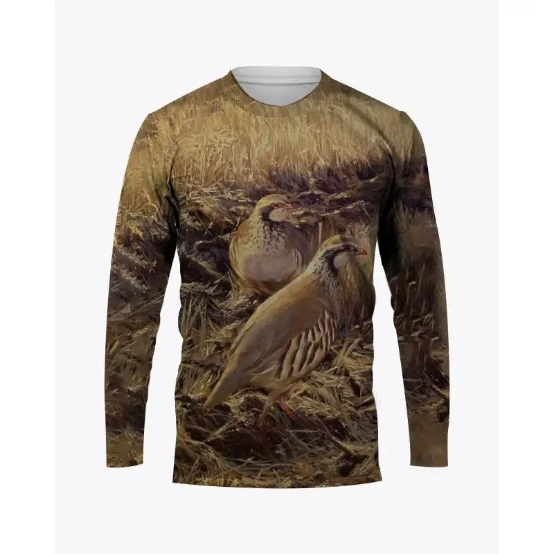 Camouflage Hunting Animals T-Shirts Quail 3D Printed Men's Woman Long Sleeve T Shirt Oversized Pullovers Kids Tees Tops Clothing