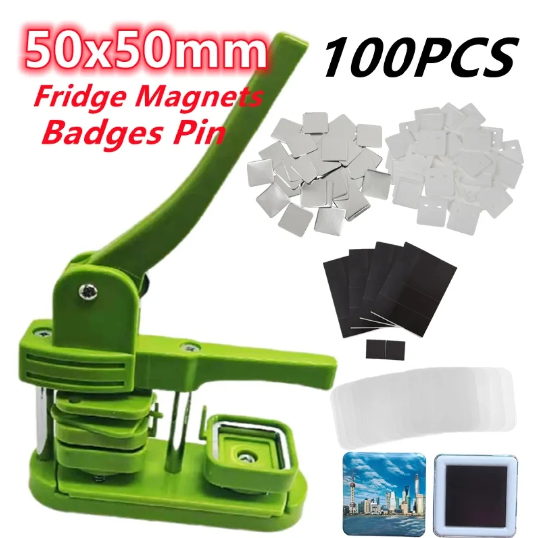 DIY Making Badge / Fridge Magnets Button  50x50mm for New Upgrade Square Refrigerator Button Maker Hand Press Machine 2025