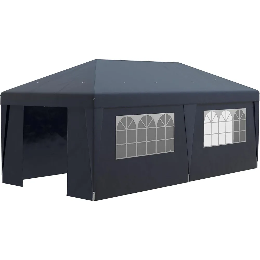 10' x 19.5' Pop Up Canopy Tent with Sidewalls, UPF 30+ Height Adjustable Large Party Tent Event Shelter with Leg Weight Bags an