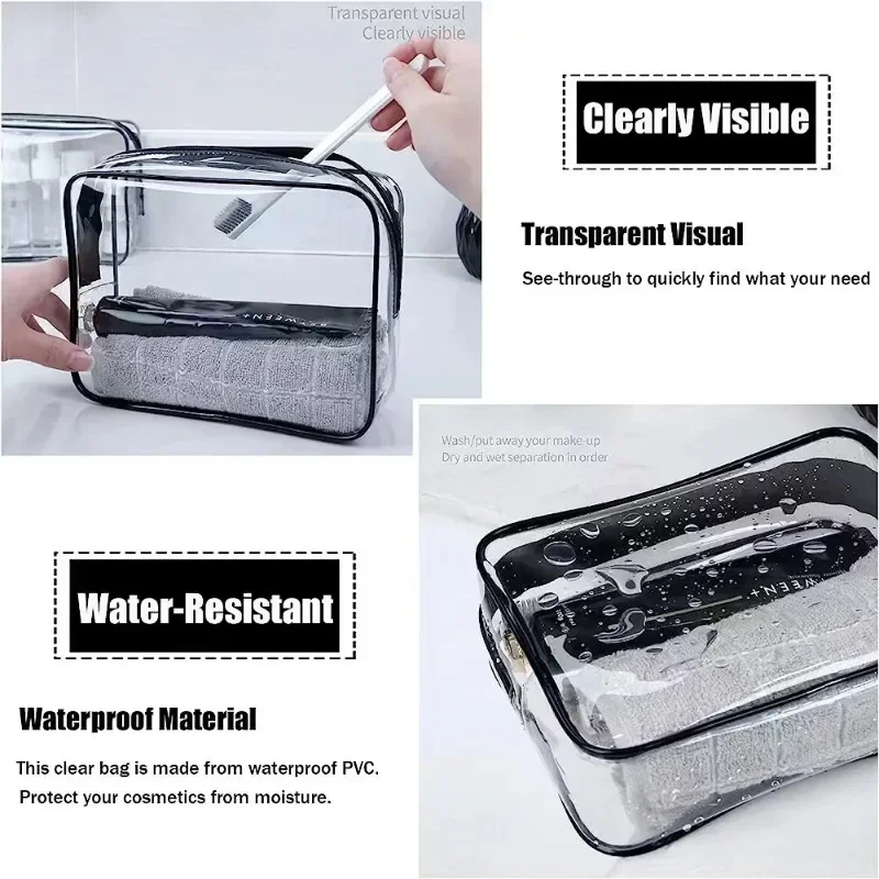 New Transparent Visible PVC Waterproof Makeup Bag Large Capacity Cosmetic Storage Bag Travel Portable Toiletry Bag Wash Bag