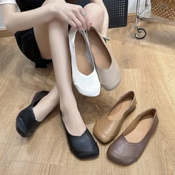 Women's Square Toe Shallow Cut Shoes Spring Lightweight Sports Shoes Fashion Flat Shoes Women Work Shoes Comfortable for Work