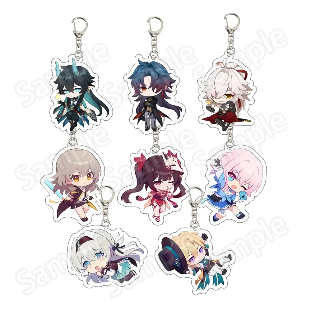 Honkai: Star Rail Anime Figure Acrylic Keychain Dan Heng Feixiao Firefly Model Plate Keyring Game Fans Gift 6cm