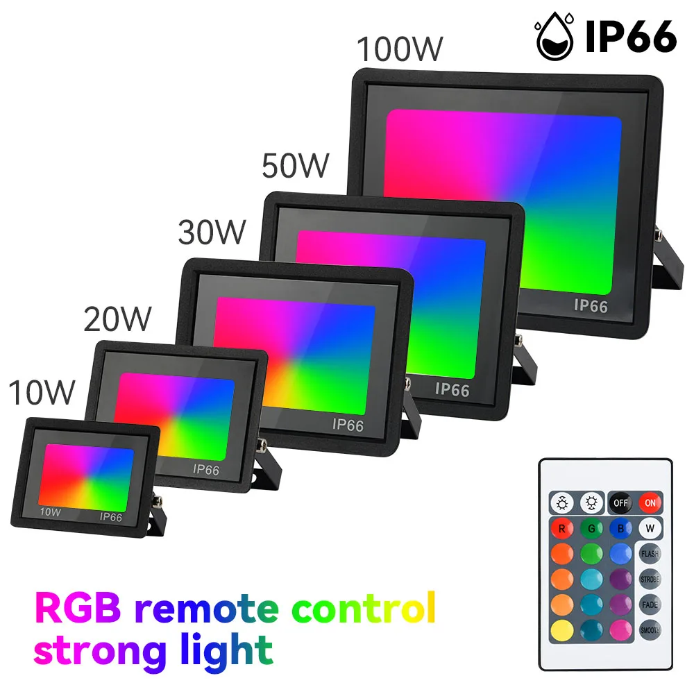 

RGB светодиодный прожектор отражатель наружного освещения 220 В 30 Вт 50 Вт 100 Вт IP66 водонепроницаемый уличный RGB прожектор лампы ландшафтное освещение