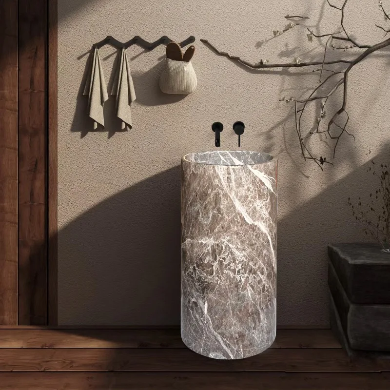 حوض عمود رمادي، حوض بسيط حديث، حوض عمودي شرفة أسطواني