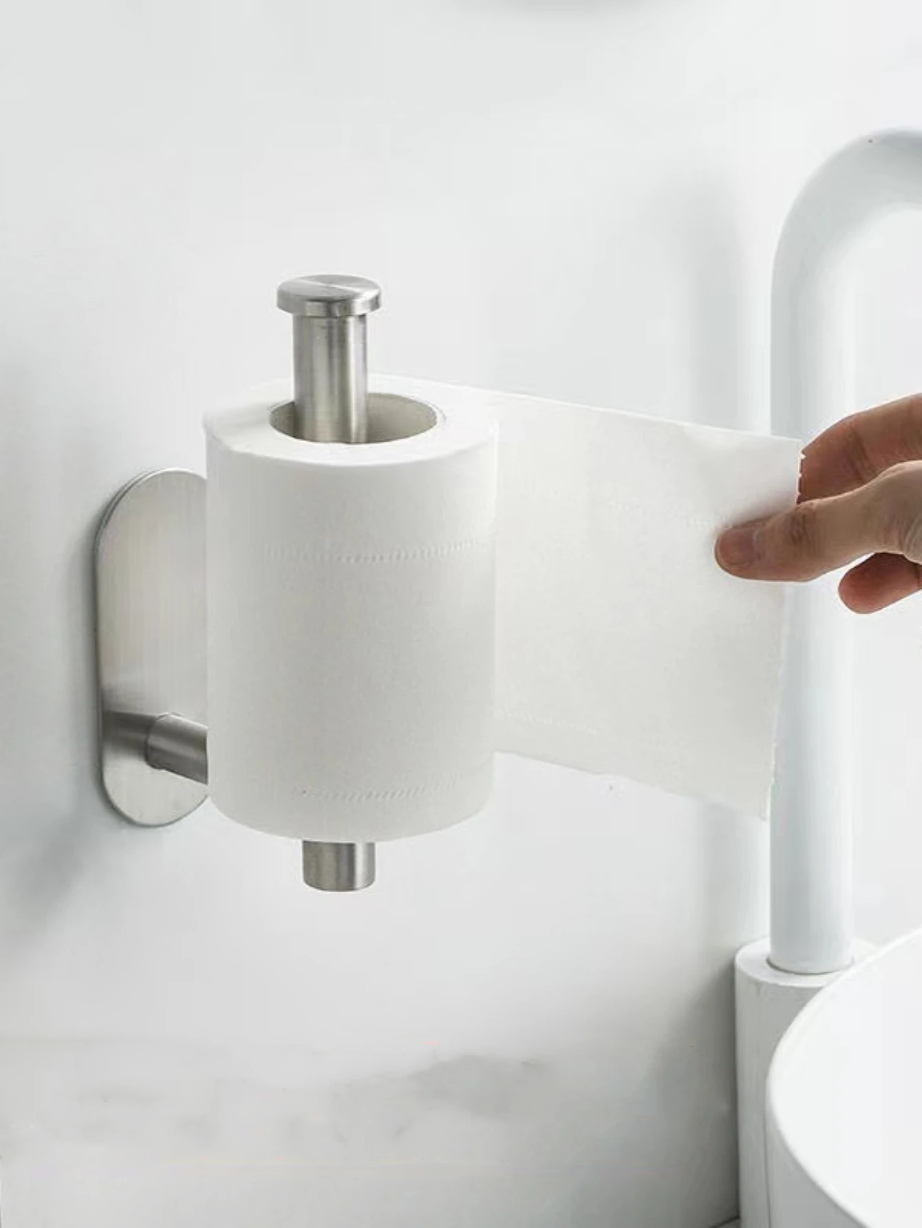 No Drill Toilet Paper Holder,Self-Adhesive Roll Paper Rack,Stainless Steel Tissue Hanger,Toilet Paper Dispenser,Bathroom Decor