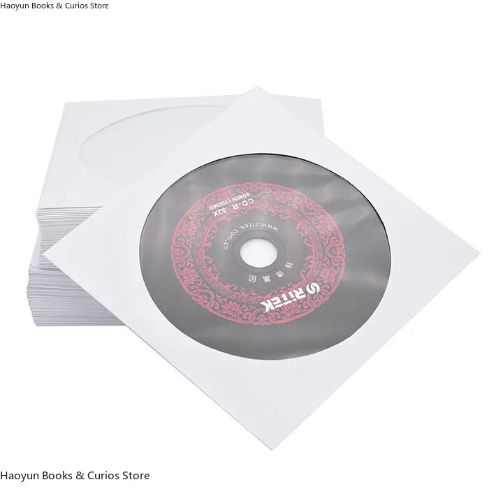 Okładki papierowe na CD/DVD - 100 sztuk, profesjonalna ochrona, ekonomiczne opakowanie, przechowywanie CD/DVD, ochrona CD/DVD