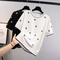 Summer T Shirt for Women Luxury Designer Fashion Printed Short Sleeve Cotton Tops Round Neck T-shirt Women's Clothes