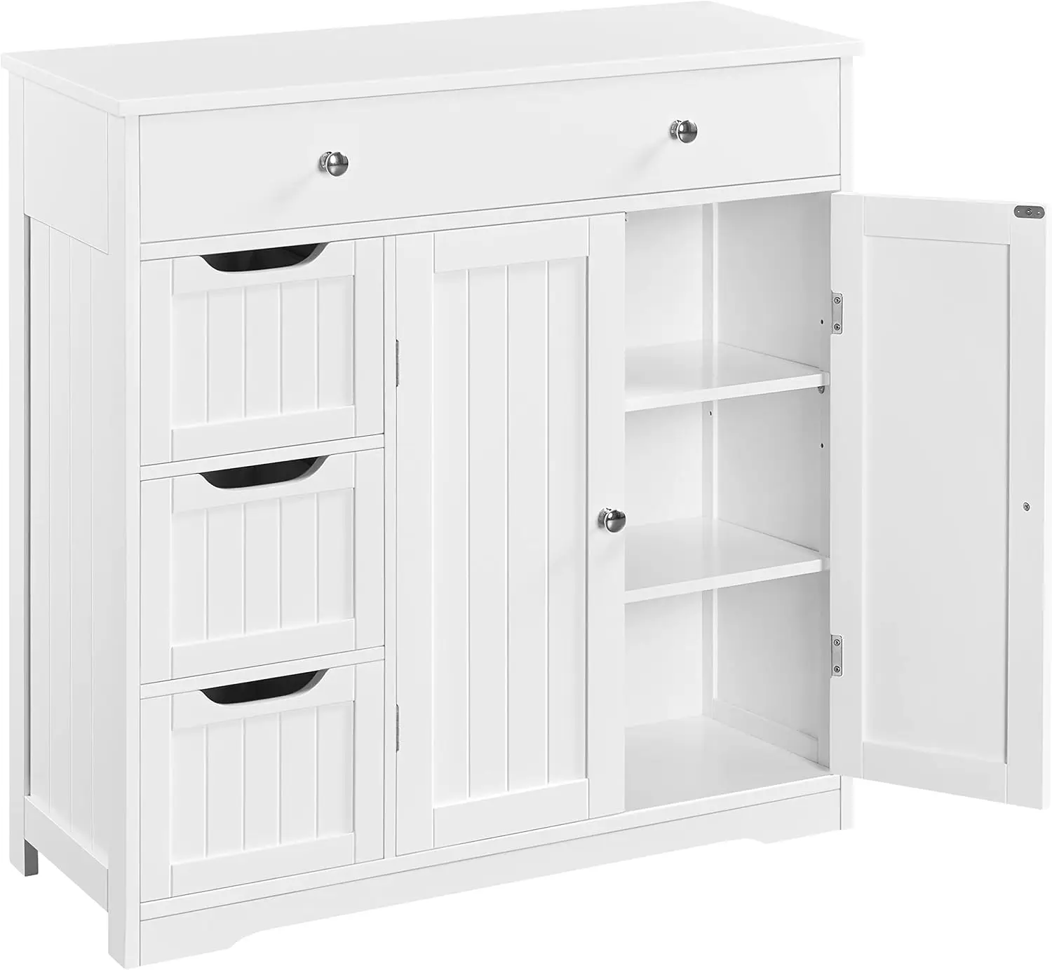 Bathroom Free-Standing Floor Cabinet, Practical Storage Cabinet with 4 Drawers and 2 Doors for Kitchen, Entrance Area, Living Ro