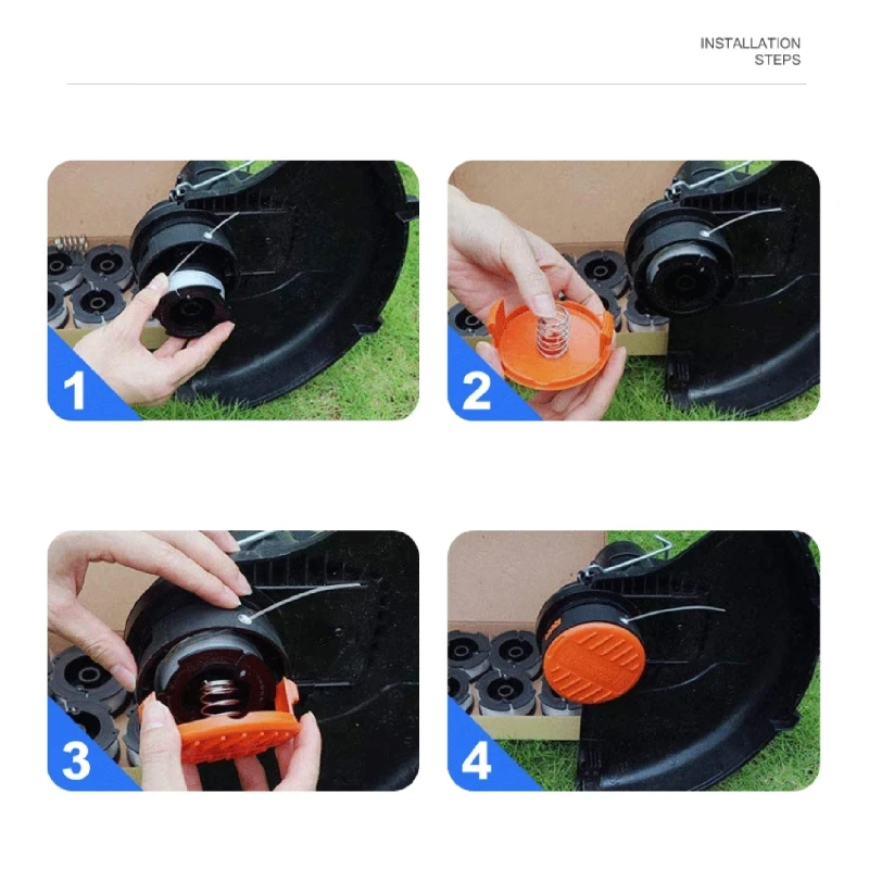 Paket berisi 6 Kumparan Pemangkas Rumput, untuk Pemangkas Rumput Hitam dan Tingkat