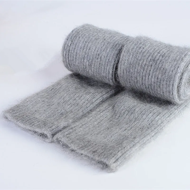 Autumn Winter Women's Mink Cashmere Arm Warmers Knitted Mink Cashmere Arm Sleeve Solid Superfine Long Knitted Fingerless Gloves