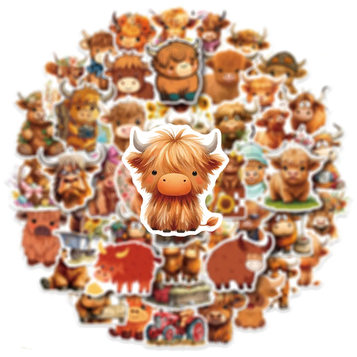 

10/50PCS Cute Highland Cow Graffiti Stickers Exquisite DIY Toys Secret for Bottle Scrapbook Travel Bag Aesthetic Decals