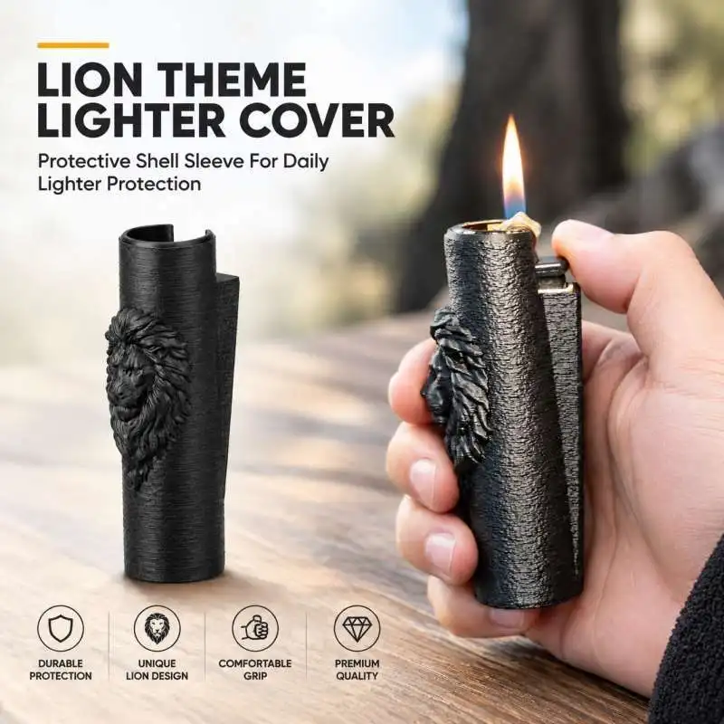 Lion Theme Lighter Cover Protective Shell Sleeve For Daily Lighter Protection