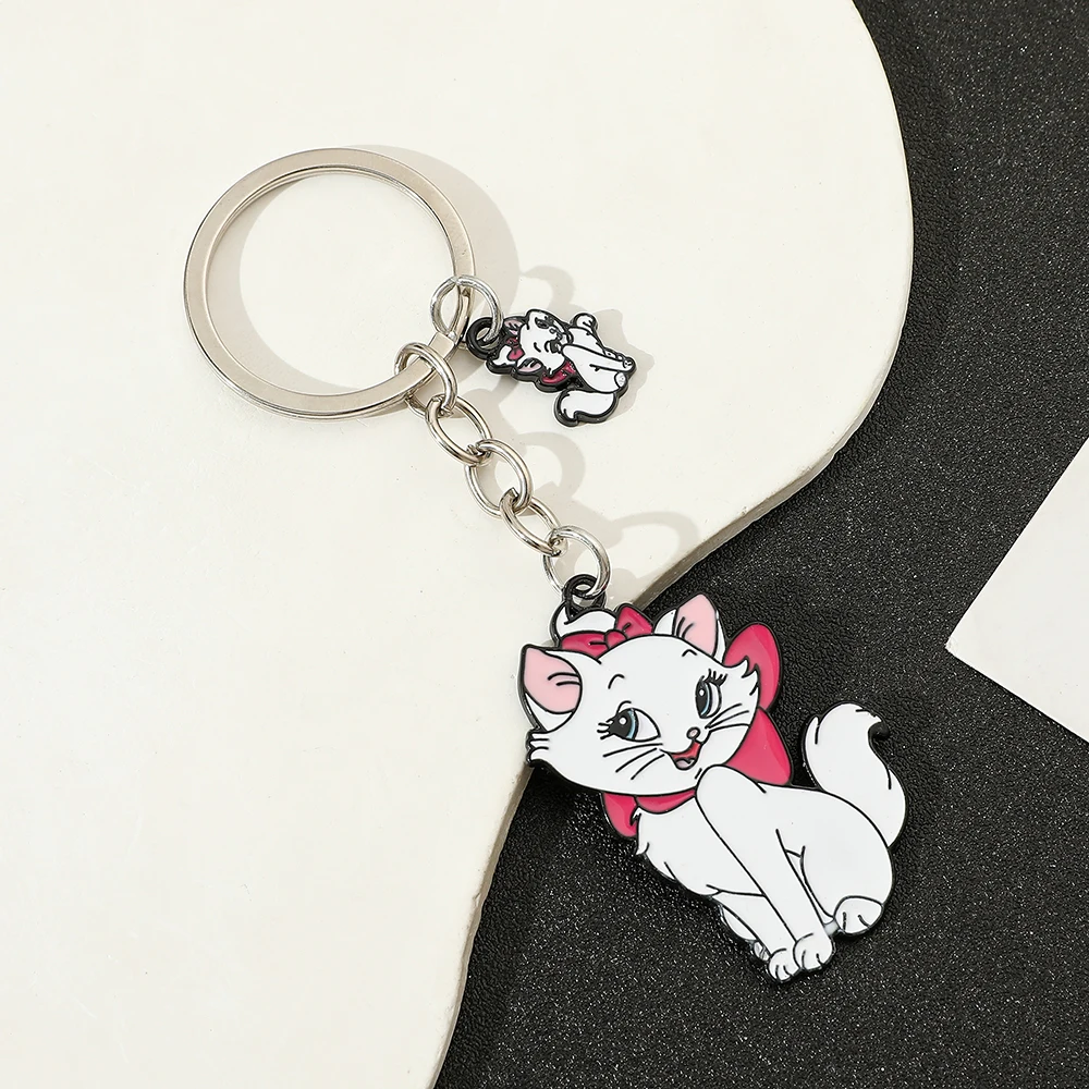 لطيف Kawaii ماري القط كيرينغ ديزني أنيمي نمط المفاتيح للحقائب المدرسية وأفكار الهدايا #3