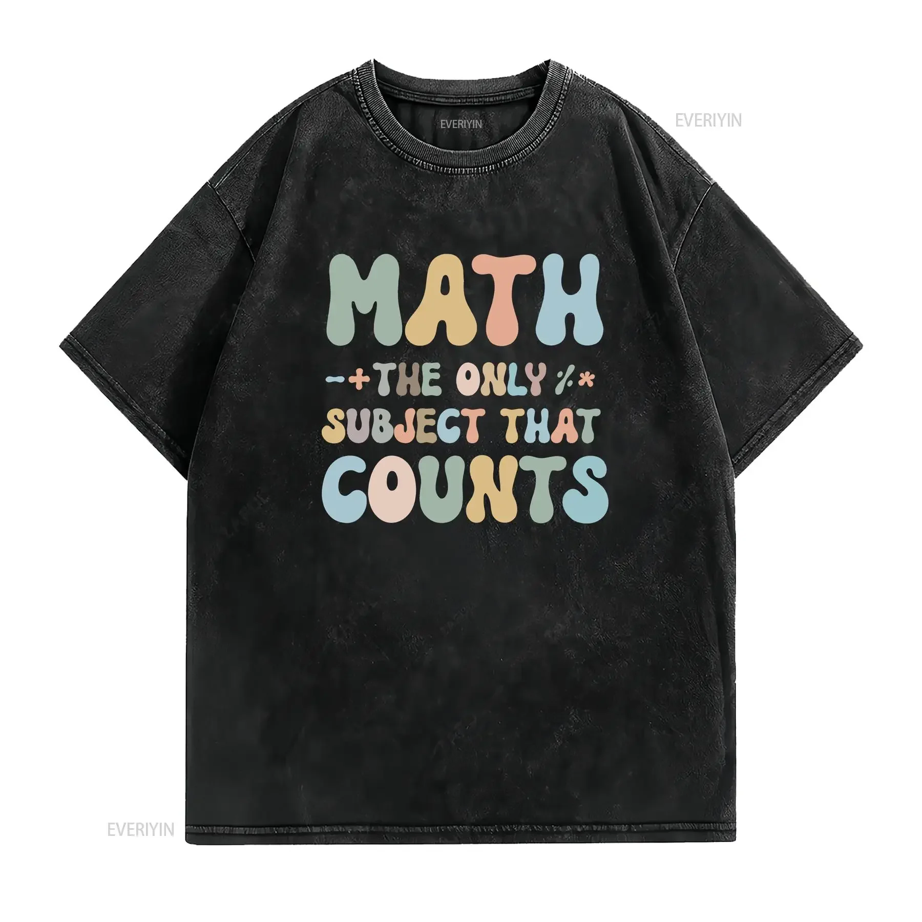 Funny Math Teacher T Shirt Mathematics Idea The Only Subject That Counts vintage Washed fashion Versatile graphic Slightly