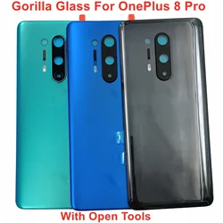 Gorilla Glass Back Door Lid For OnePlus 8 Pro Hard Battery Cover Rear Housing Panel Case Shell With Camera Lens Adhesive