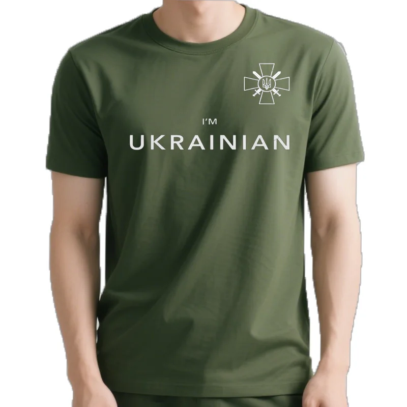 Zelensky emblema militar de l'armée casual 100% coton camiseta emblema des Forças armadas ukrainiennes camiseta homm