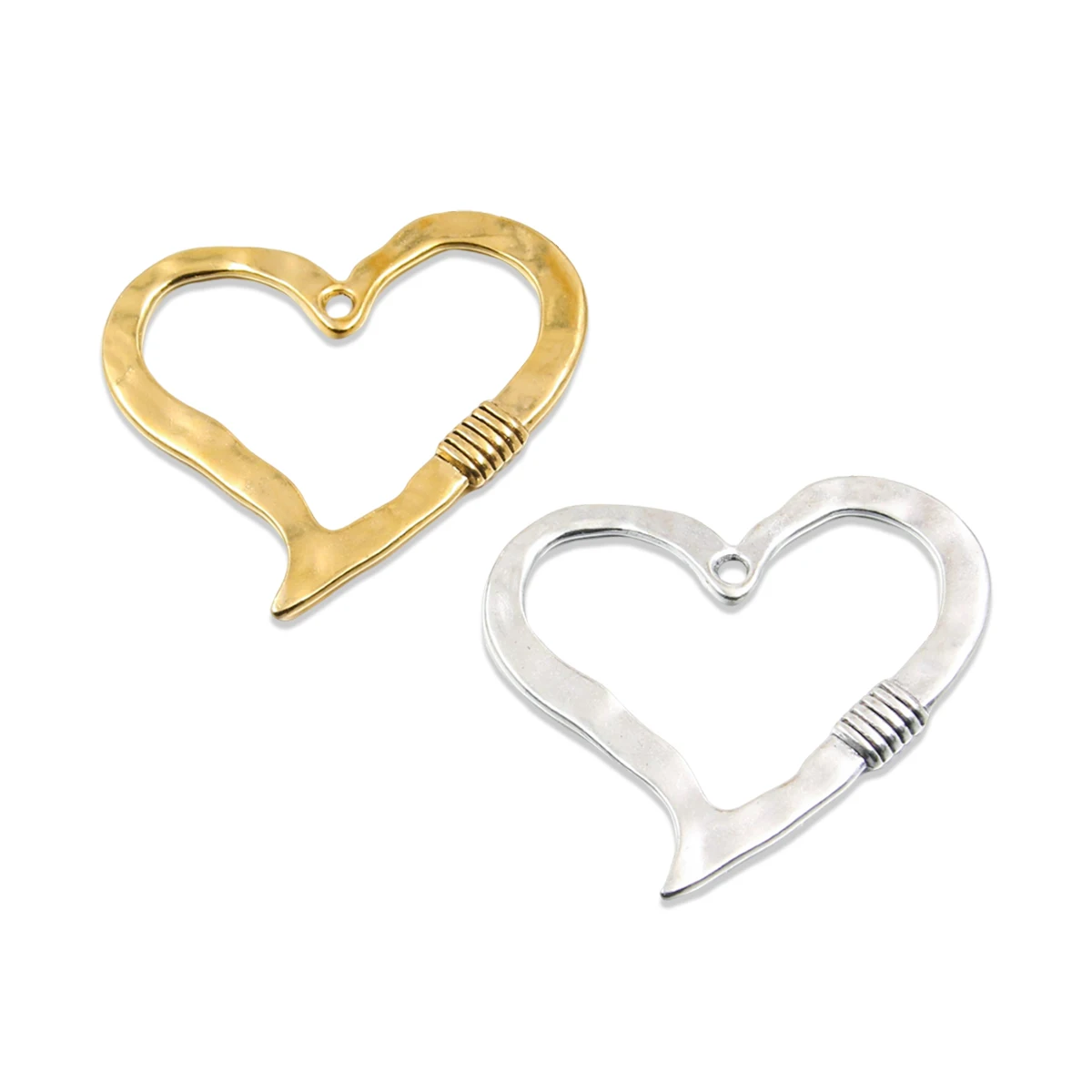 2Pcs 58*60mm Two Color Zinc Alloy Hollow Big Heart Pendant Double Sided Charm Jewelry Making DIY Handmade Craft