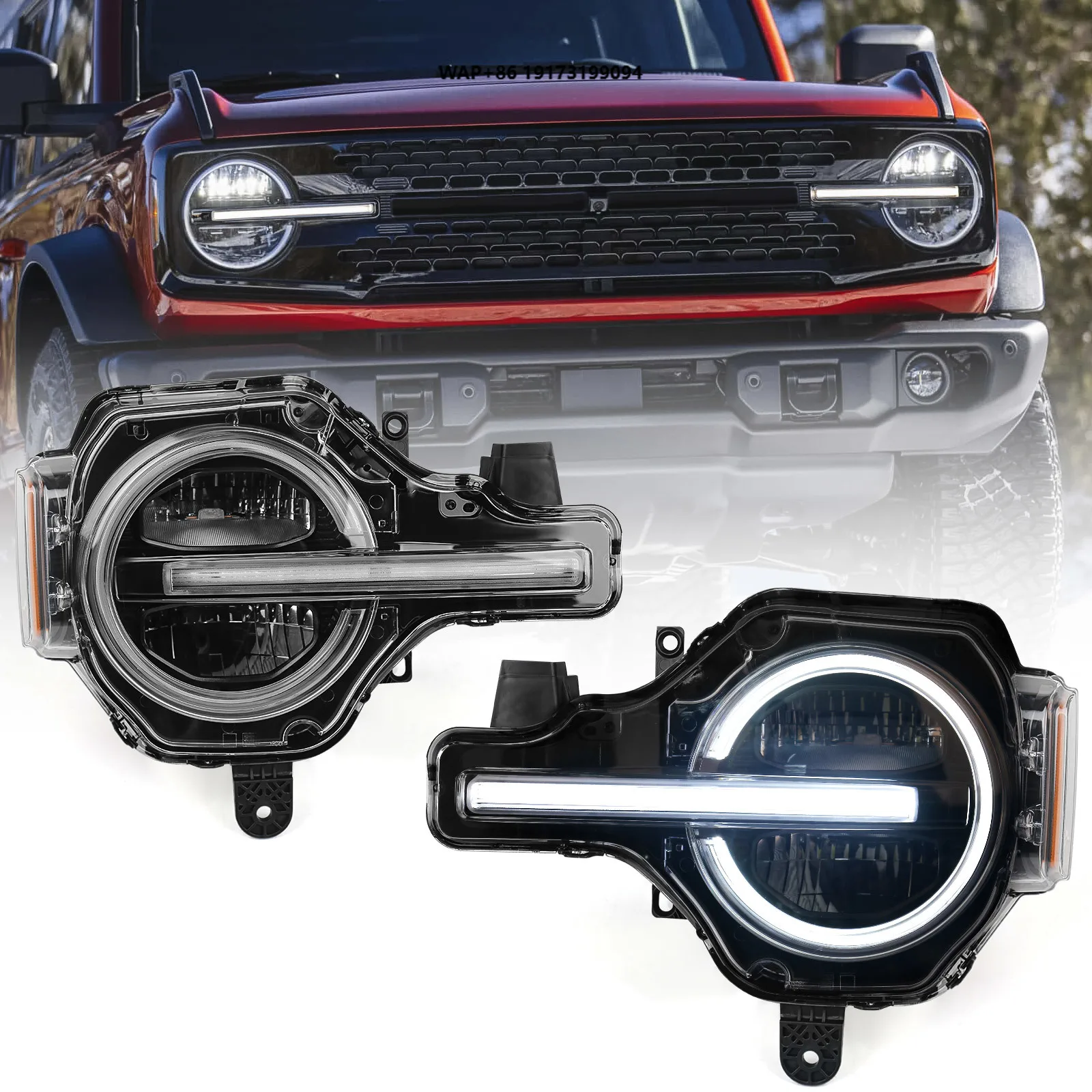 

Modified LED Headlights Headlamp Assembly High Beams Low Beams Fit for Bronco 2021-2023 U725-chl-