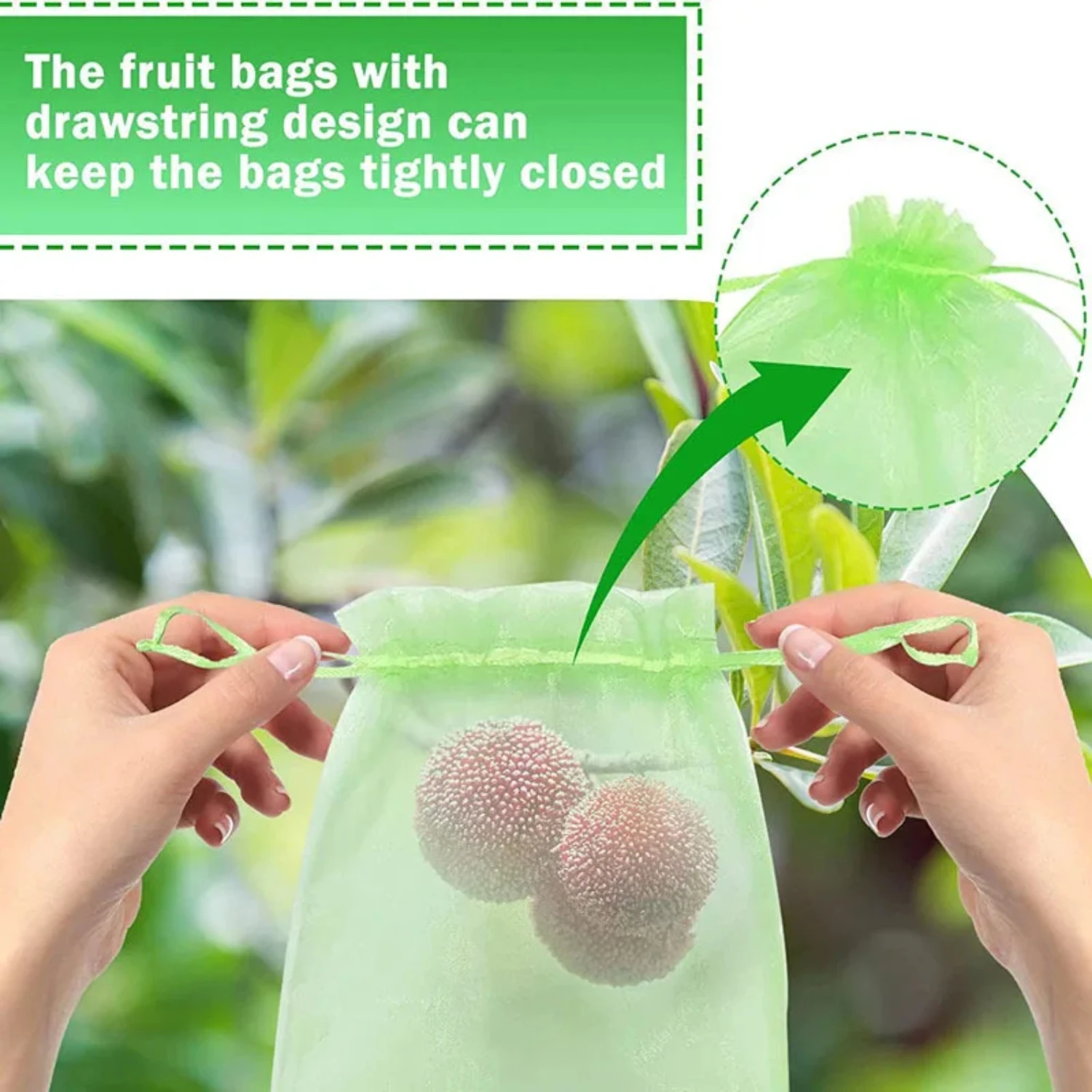 50Pcs Bundle Mouth Organza Drawstring Garden Bird Proof Net Fruit Protection Bag Mesh Fruit Growing Bag