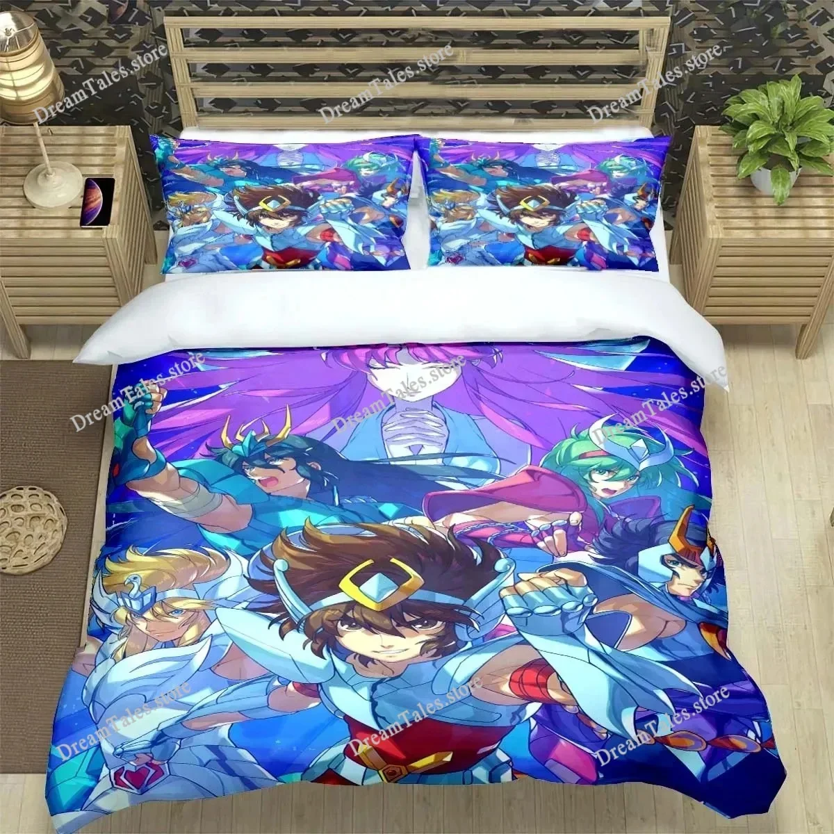 3D Saint Seiya Anime Bedding Set Duvet Cover Bed Set Quilt Cover Pillowcase Comforter King Queen Size Boys Adult Bedding