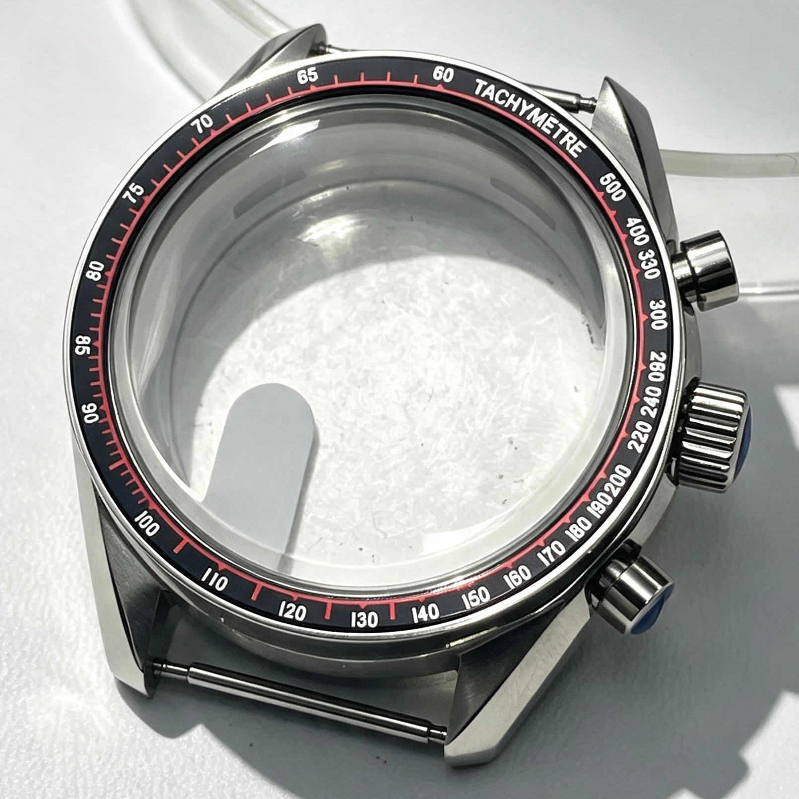 40MM Men's Watch Stainless Steel Case White Word Aluminum Bezel Moon Back Cover Fit VK63 Movement Watch Accessories Assembly