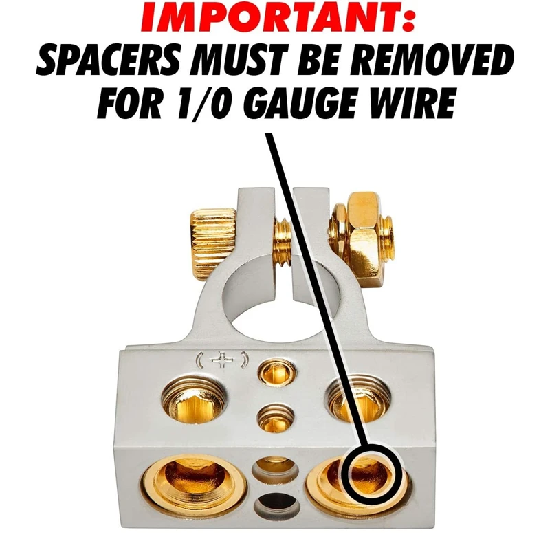 

2 шт., коннектор клеммы автомобильного аккумулятора, верхняя почтовая отрицательная положительная 0/4/8/10 Калибр AWG