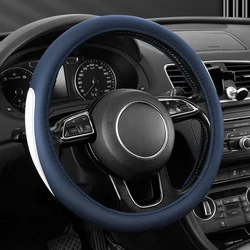 Leather Car Steering Wheel Cover Fine Skin Texture  Comfort Grab Feel and Wear Resistant All Seasons Universal