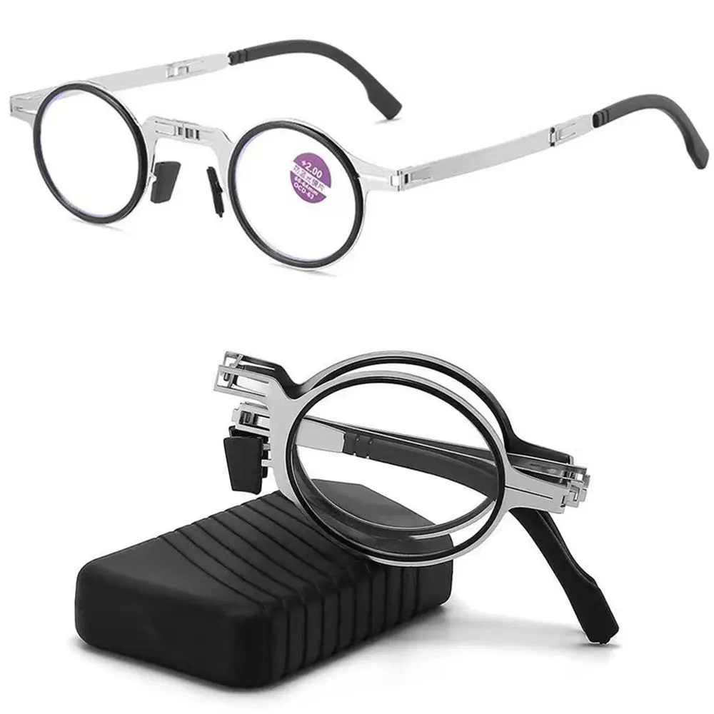 Comfortable With Case Folding Eye Protection Eyeglasses Anti-Blue Light Ultra Light Frame Reading Glasses