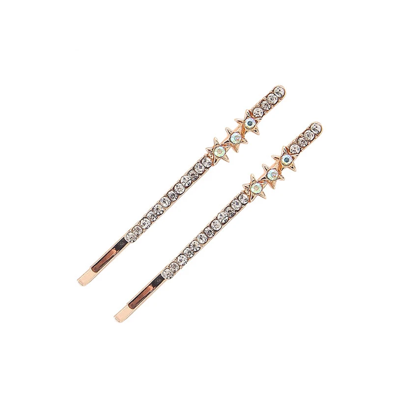 2Pc Ster Strass Haarspeld Mode Kant Clip Pony Gekruld Haar Vrouwen Haar Clip Ster Haarspelden Accessoires Bruiloft Haar Sieraden