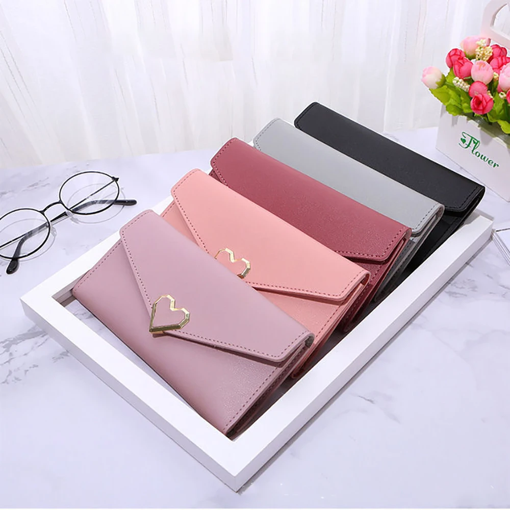 Women Long Wallets Purses Luxury Love Heart Wallets For Ladies Girl Money Pocket Card Holder Female Wallets Phone Clutch Bag New