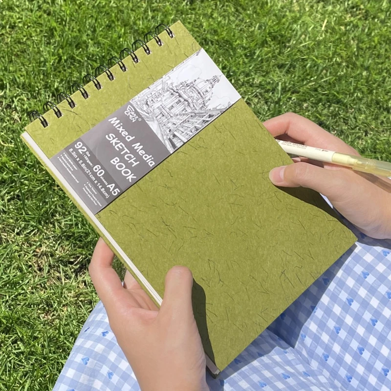 كراسة رسم A5 60 ورقة/120 صفحة 150gsm تصميم لفائف ورقية سميكة قلم رصاص ملون قلم تحديد أكريليك رسم جرافيتي #6