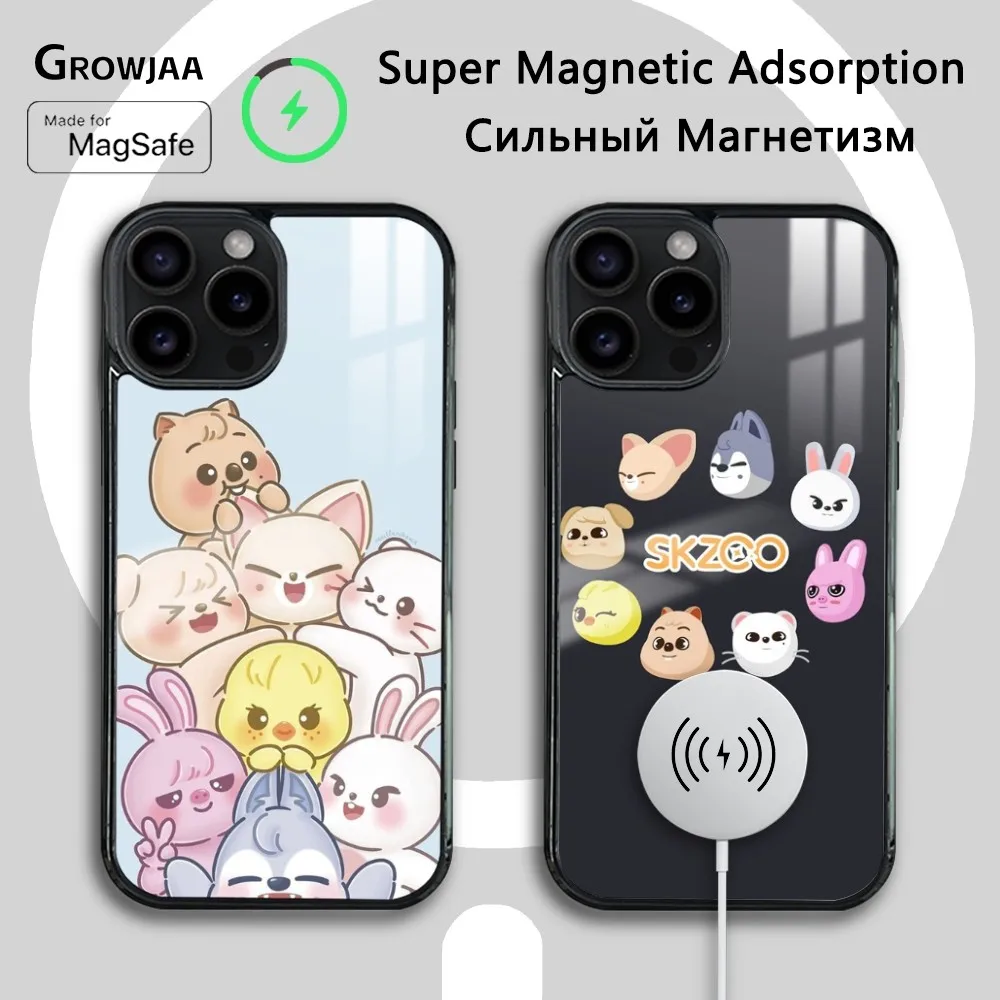 S-Stray Cartoon kids Phone Case For iPhone 16 15 14 13 12 11 Pro Max Plus Mini Magsafe Mirror Wireless Magnetic Cover